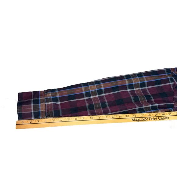 Wrangler‎ Pearl Snap Button Down Men's Long Sleeve Plaid Maroon Size 15.5 -33 - Picture 8 of 11